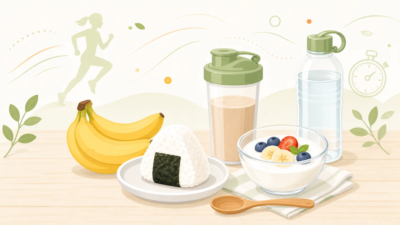 運動前後に食べやすい補食のイメージ